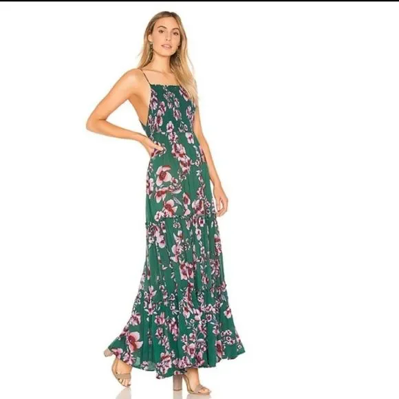 free people green floral maxi dress Free People